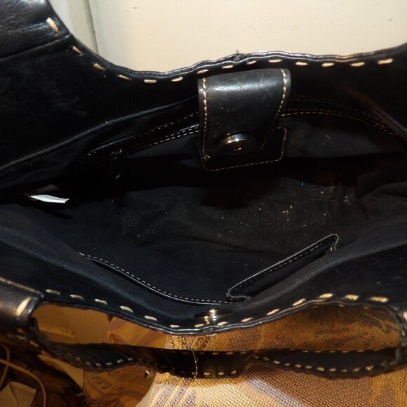 Vintage 90s Fossil Black Leather Hobo Bag #75032 - Picture 7 of 8